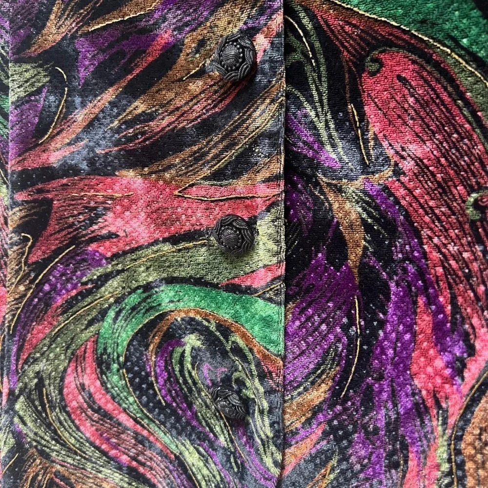 Maggie McNaughton Vintage Velvet Swirl Vest Jewel Tone Metallic Gold Plus 18W‎